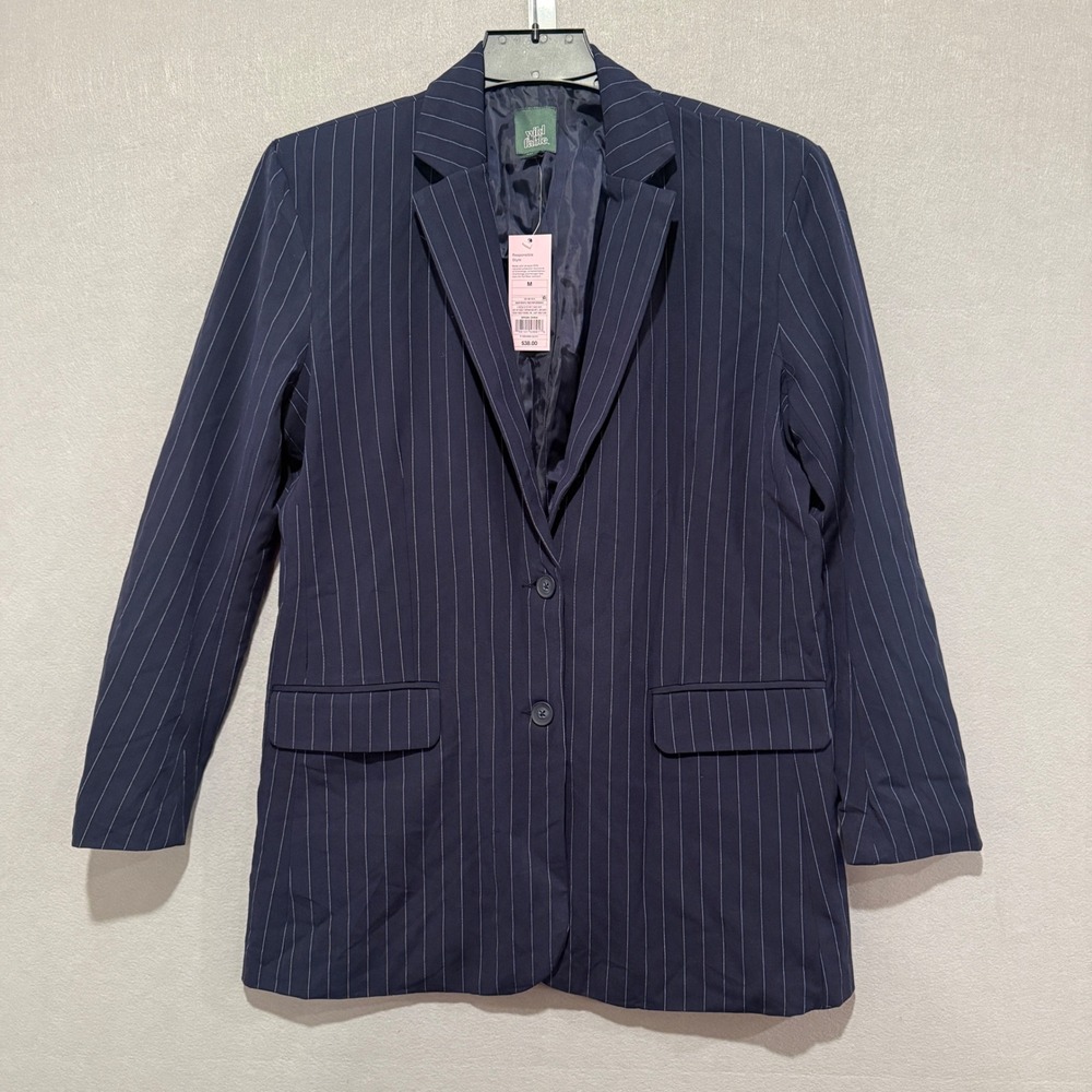 Wild Fable Navy White Pinstripe Blazer Jacket Medium NWT